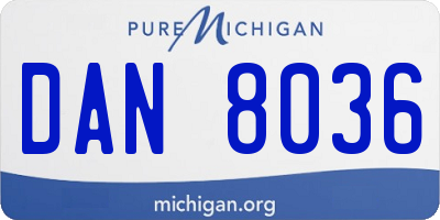 MI license plate DAN8036