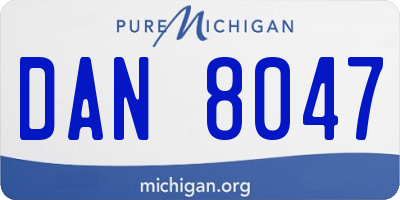 MI license plate DAN8047