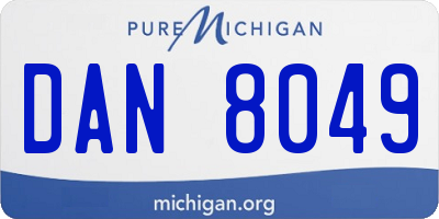 MI license plate DAN8049