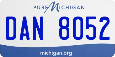 MI license plate DAN8052