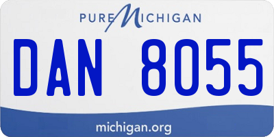 MI license plate DAN8055