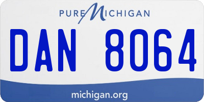 MI license plate DAN8064