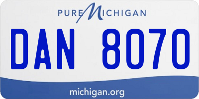 MI license plate DAN8070