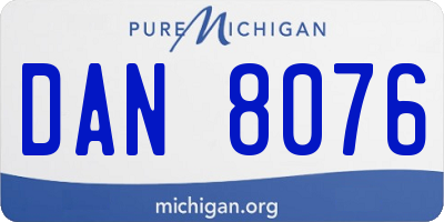 MI license plate DAN8076