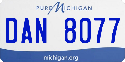 MI license plate DAN8077