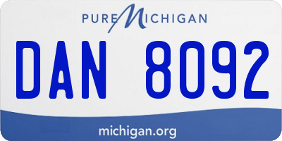 MI license plate DAN8092