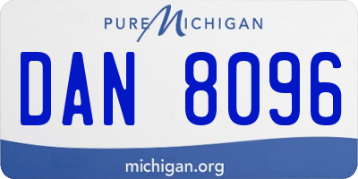 MI license plate DAN8096