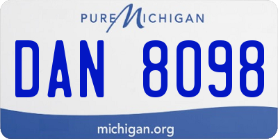 MI license plate DAN8098