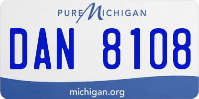 MI license plate DAN8108