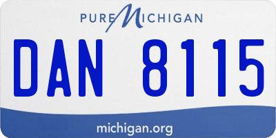 MI license plate DAN8115