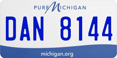 MI license plate DAN8144