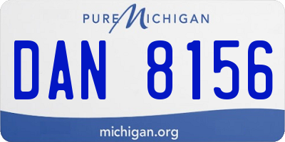 MI license plate DAN8156