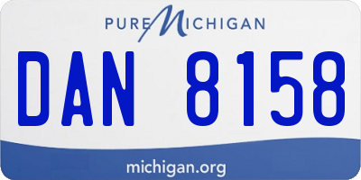 MI license plate DAN8158