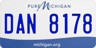 MI license plate DAN8178