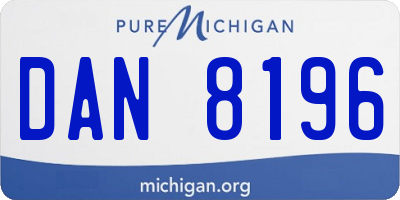MI license plate DAN8196