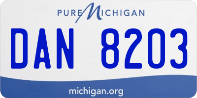 MI license plate DAN8203