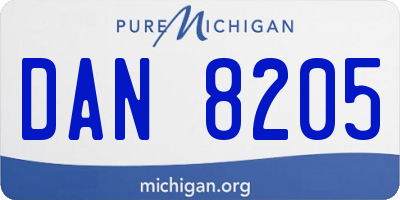 MI license plate DAN8205