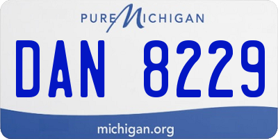 MI license plate DAN8229