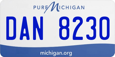 MI license plate DAN8230