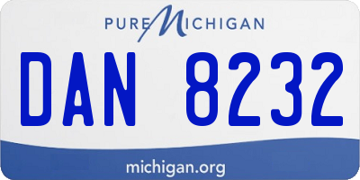 MI license plate DAN8232