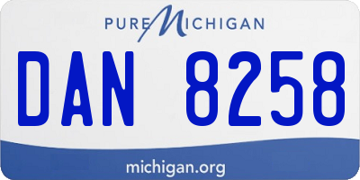 MI license plate DAN8258
