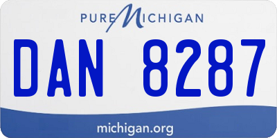 MI license plate DAN8287