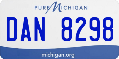 MI license plate DAN8298