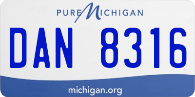 MI license plate DAN8316