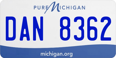 MI license plate DAN8362