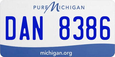 MI license plate DAN8386