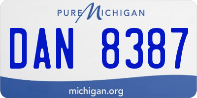MI license plate DAN8387