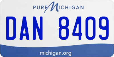 MI license plate DAN8409