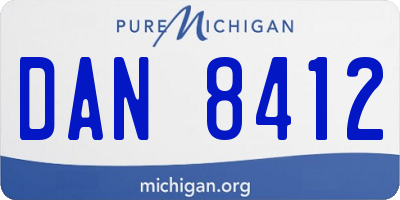 MI license plate DAN8412