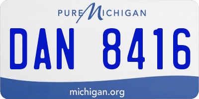 MI license plate DAN8416