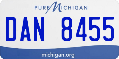 MI license plate DAN8455