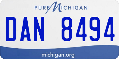 MI license plate DAN8494