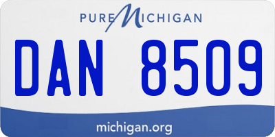 MI license plate DAN8509