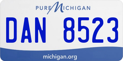MI license plate DAN8523