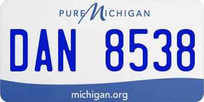 MI license plate DAN8538