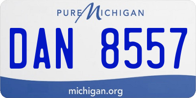 MI license plate DAN8557