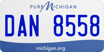 MI license plate DAN8558