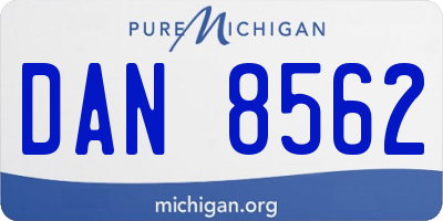MI license plate DAN8562