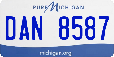 MI license plate DAN8587