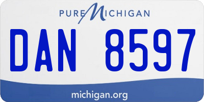 MI license plate DAN8597