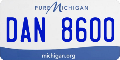 MI license plate DAN8600