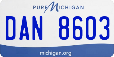 MI license plate DAN8603
