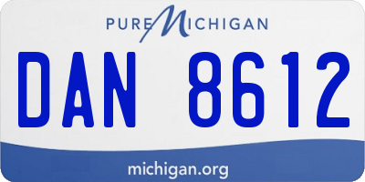 MI license plate DAN8612