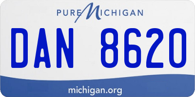 MI license plate DAN8620