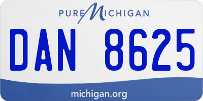 MI license plate DAN8625