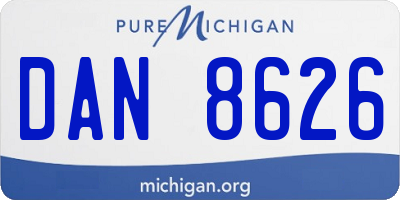 MI license plate DAN8626